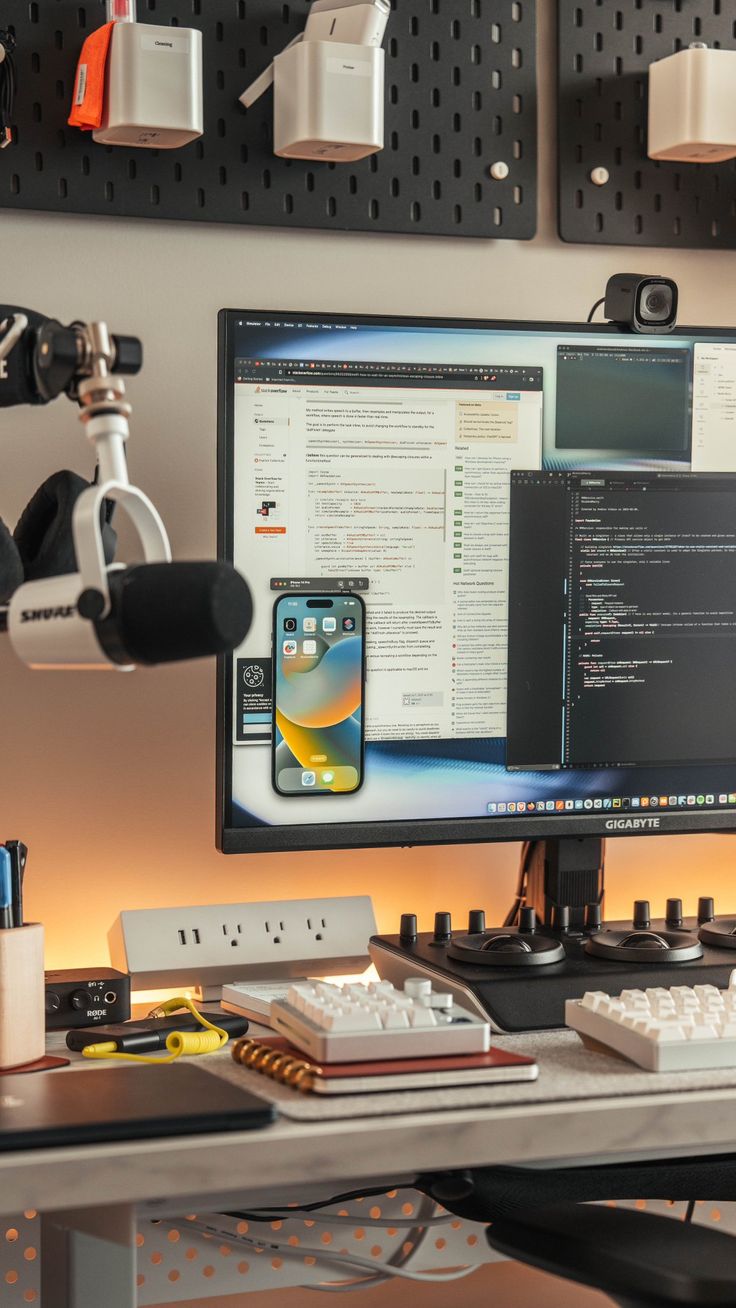 a computer monitor sitting on top of a desk next to a keyboard and mouses