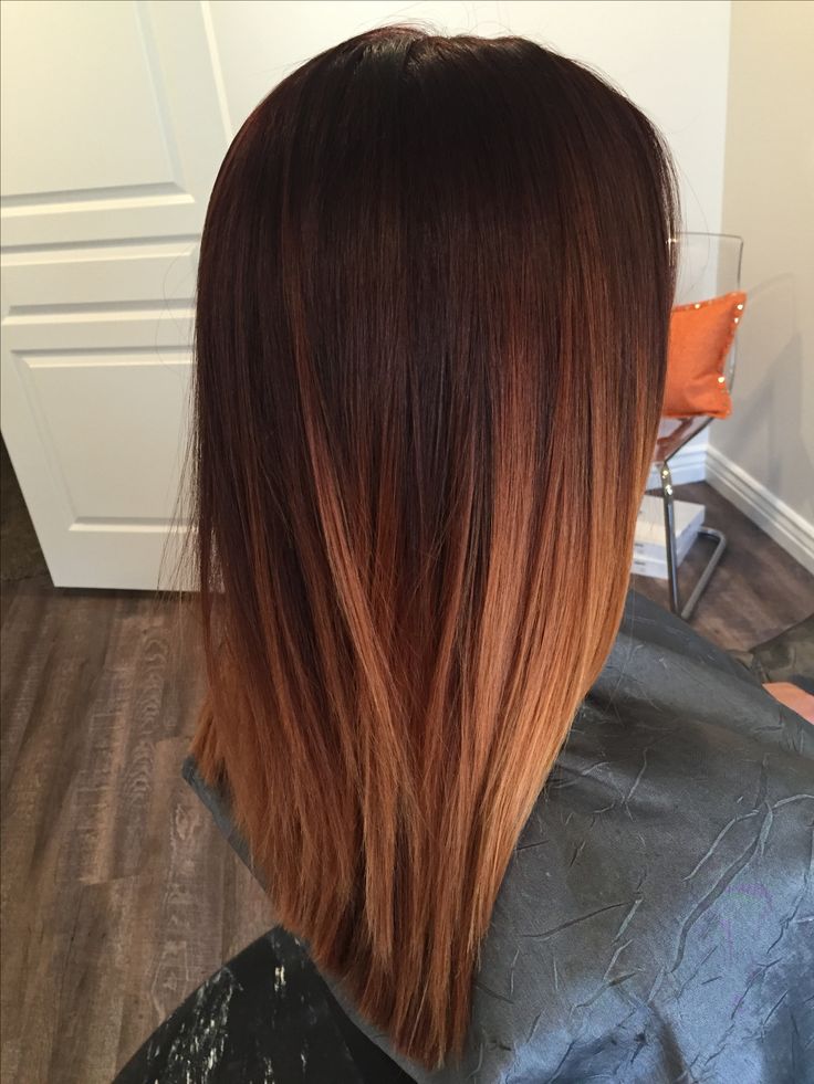 Brown To Auburn Balayage Ombre, Straight Red Balayage Hair, Long Straight Ombre Hair, Auburn With Copper Balayage, Brown Copper Balayage Straight Hair, Straight Copper Balayage, Brunette Copper Ombre, Dark Copper Balayage Brunette Straight Hair, Balayage Hair Brown Red