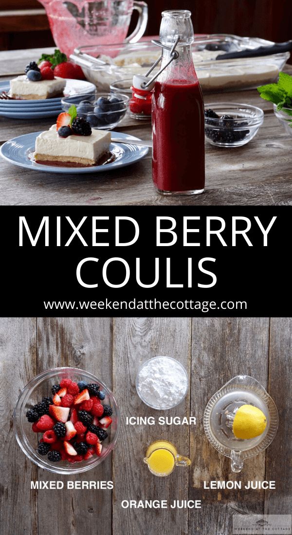 the ingredients for mixed berry coulis are shown