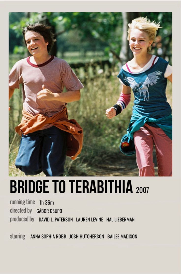 a poster for the bridge to terabihia festival with two young people running together