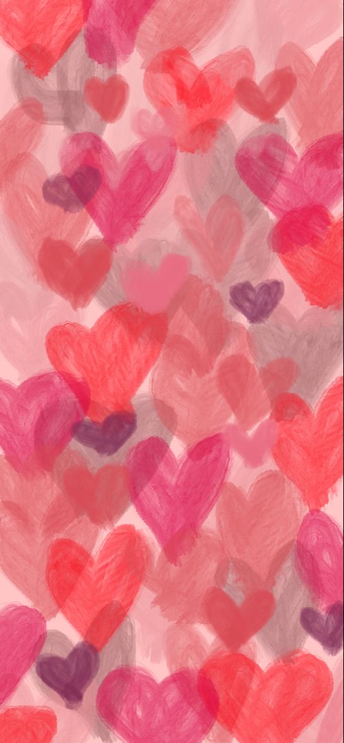 an abstract background with hearts drawn in pink and red