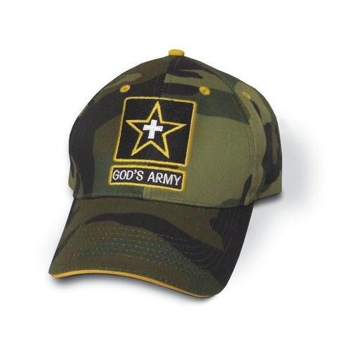 Camo army style cap God's Army appliqued and embroidered graphics star and cross; decorative metal stud trim; adjustable hook and loop back closure; green. One size fits most adults. Women Conference Ideas, Army Basic Training, Military Life Quotes, Whole Armor Of God, Army Party, Christian Products, Army Logo, Army Style, Army Cap