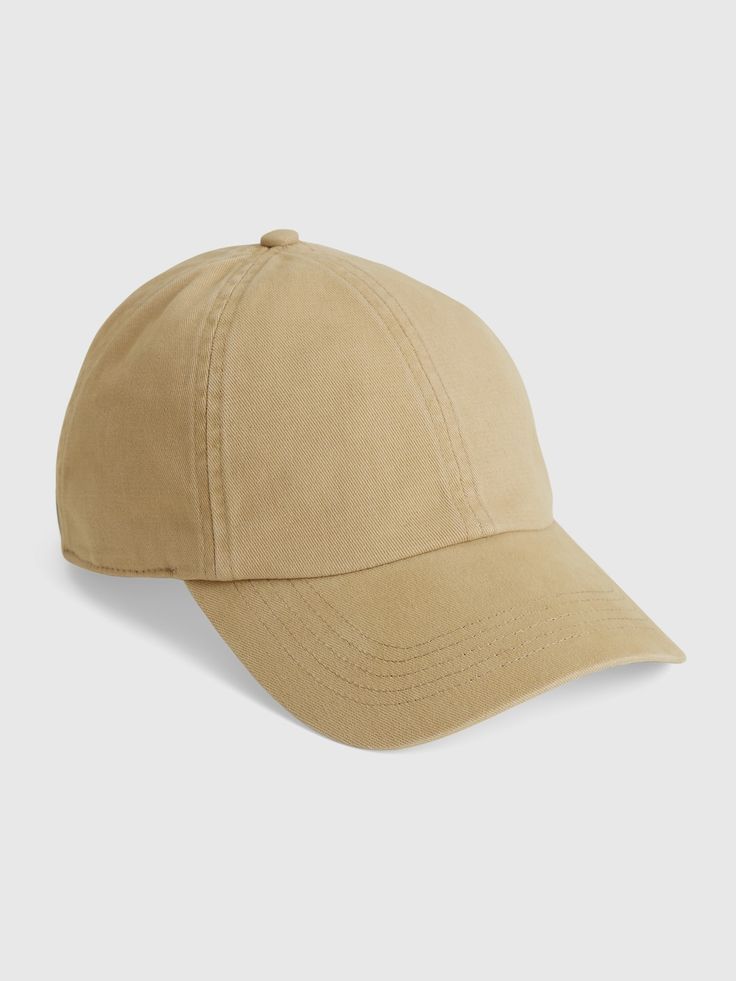 Smooth, sturdy twill weave.  Stitching at curved brim.  Allover subtle washed out detailing. Solid Cotton Everyday Hat, Cotton Hat For Everyday Wear, Gap Adjustable Curved Brim Hat, Classic Cotton Six-panel Baseball Cap, Solid Color Cotton Dad Hat, Everyday Cotton Six-panel Hat, Solid Cotton Dad Hat, Everyday Solid Cotton Hat, Solid Color Cotton Baseball Cap