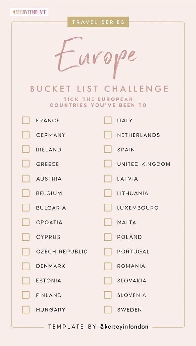 a travel checklist with the words europe on it and an image of a pink background