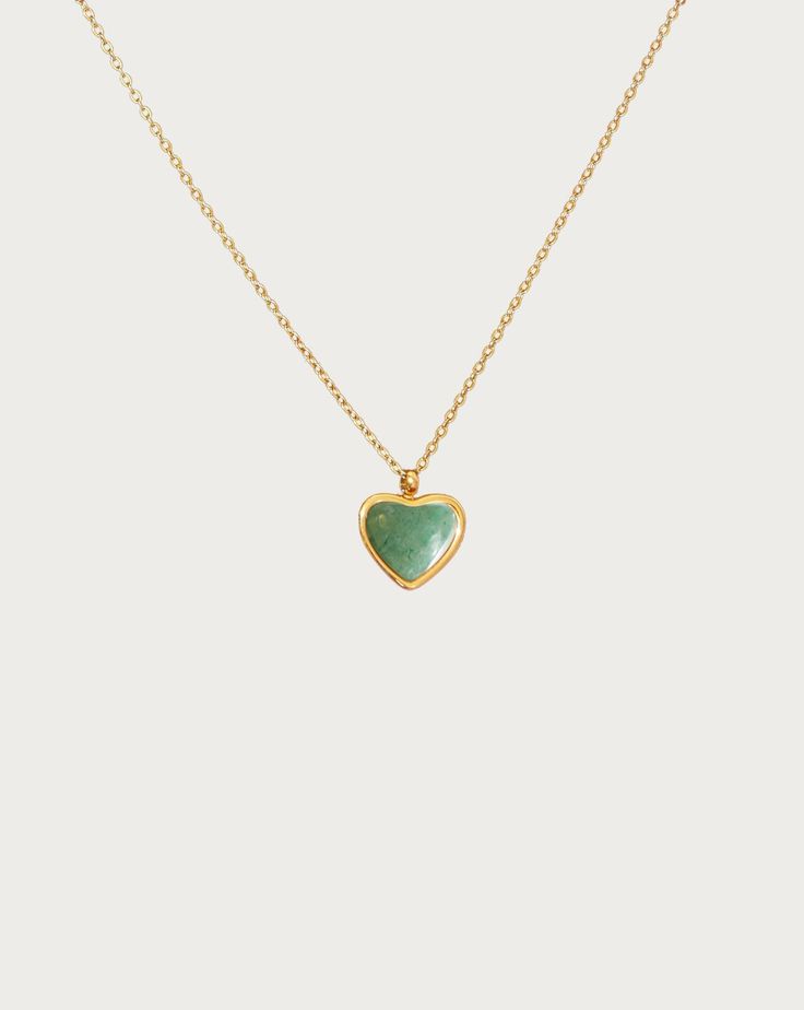 Green Aventurine Heart Necklace - En Route Jewelry Gold Necklace Green Stone, En Route Jewelry, Green Aventurine Stone, Green Pendant, Aventurine Stone, Instagram Tags, Jade Jewelry, Pearl Flower, Green Necklace