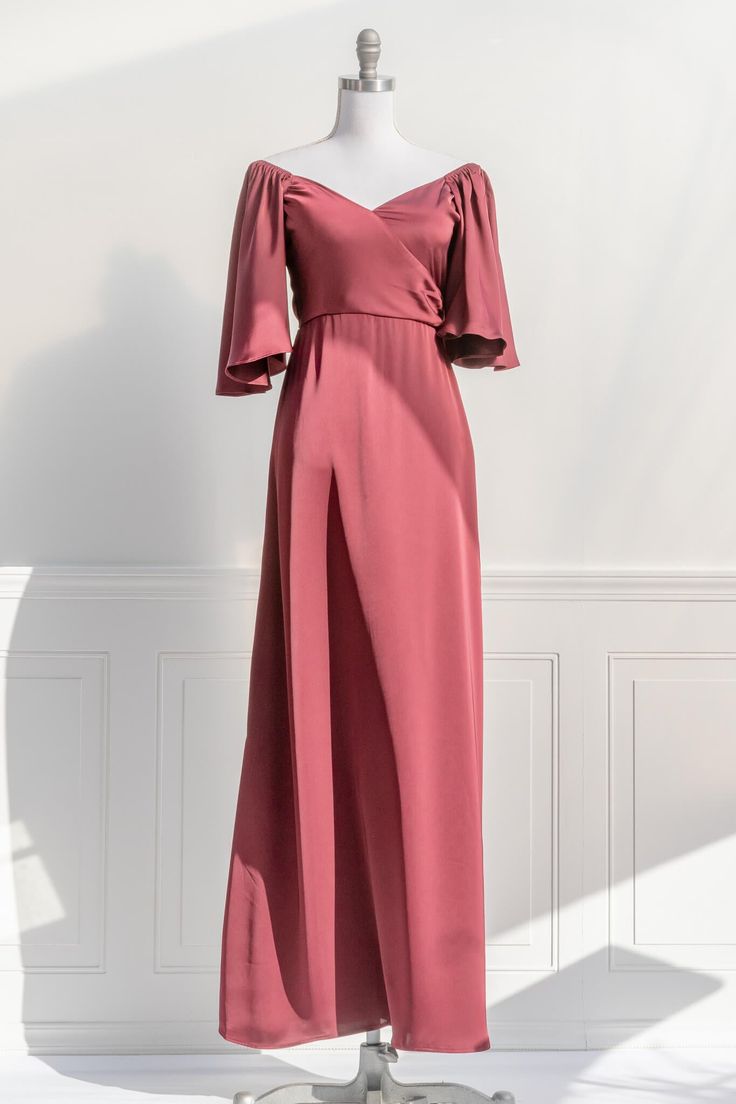 Feminine Silk Maxi-length Evening Dress, Feminine Floor-length Satin Dress, Red Modest Satin Dress, Luxury Satin A-line Maxi Dress, Burgundy Satin Wrap Dress, Constellation Dress, Giselle Dress, Linen Sundress, Emerald Dresses