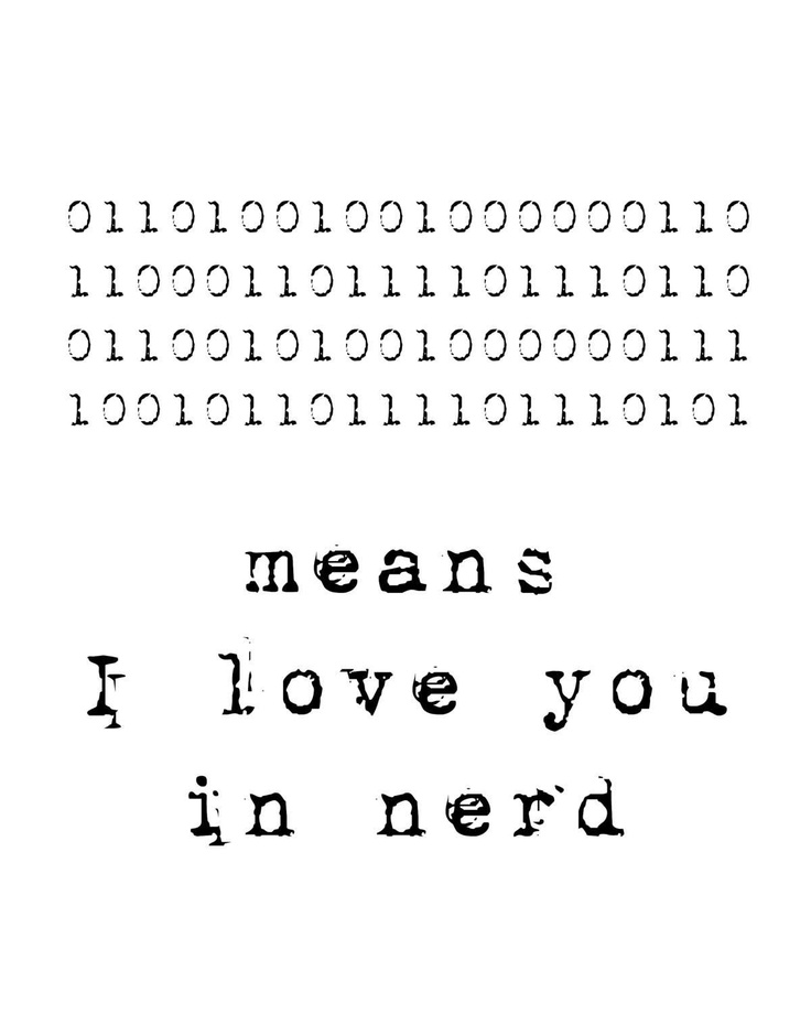 the words mean i love you in nerd are written on a white background with black letters