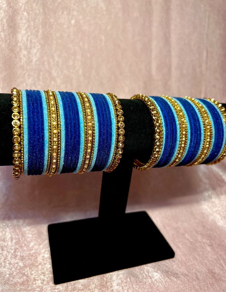 Blue & Gold Bangles - Etsy Traditional Blue Adjustable Cuff Bracelet, Elegant Blue Bracelets For Festive Occasion, Blue Traditional Bangle For Festive Occasions, Traditional Adjustable Blue Bangle, Handmade Blue Cuff Bracelet For Party, Blue Festive Bangle Jewelry, Blue Bangle Cuff Bracelet For Party, Traditional Blue Bangle For Party, Blue Cuff Bracelet For Wedding