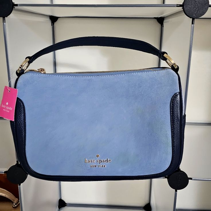 New With Tags Kate Spade Purse Crossbody Suede Mix Matt Blazer Blue Smooth Elegant Blue Kate Spade Shoulder Bag, Luxury Blue Kate Spade Shoulder Bag, Elegant Blue Kate Spade Bag, Kate Spade Crossbody Purse, Kate Spade Purse, Kate Spade Bag, Kate Spade, Bag Lady, Purses And Bags