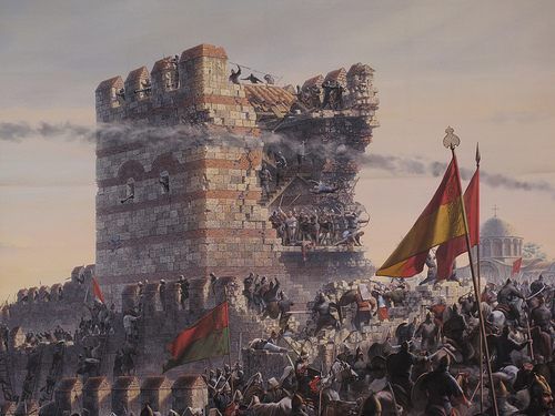 Step back in time and witness the fall of Constantinople. Siege Of Constantinople, Fall Of Constantinople, Greek Soldier, Empire Ottoman, Eastern Roman, Christian History, Byzantine Empire, History Painting, Ottoman Empire