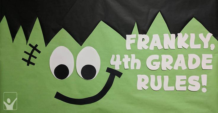 a green bulletin board with black and white writing that says, frankly 4th grade rules