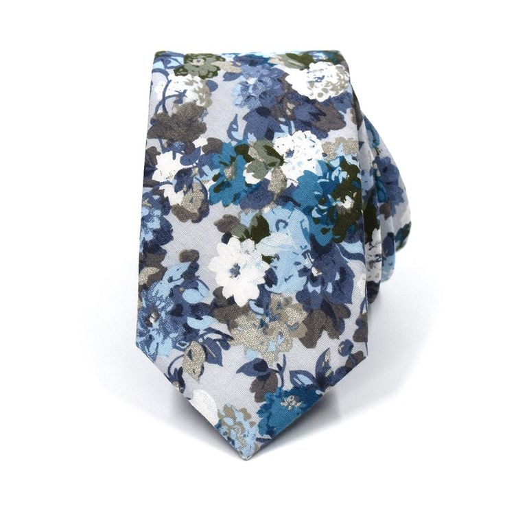 Floral Dusty Blue Tie Summer Formal Cotton Suit Accessories, Spring Business Cotton Suit And Tie Accessories, Elegant Cotton Suit And Tie Accessories For Summer, Formal Cotton Suit And Tie Accessories For Summer, Elegant Cotton Ties For Spring, Summer Wedding Cotton Ties, Formal Cotton Ties With Floral Print, Elegant Blue Cotton Ties, Elegant Blue Cotton Suit And Tie Accessories