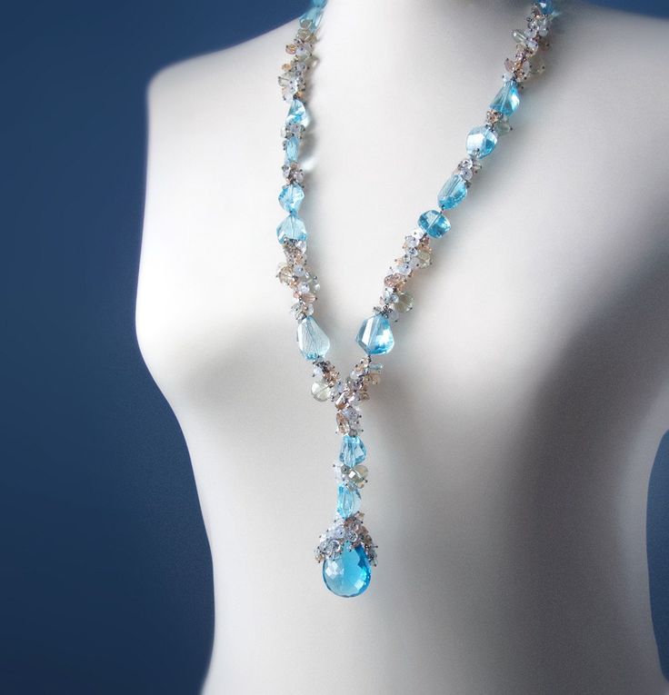 CUSTOM Made to Order - Luxury Swiss Blue Topaz Necklace with Aquamarine, Moonstone, Amethyst, and Sapphires Swiss Blue Topaz Necklace, Beaded Jewelry Necklaces, Blue Topaz Necklace, Precious Gemstones Jewelry, Topaz Necklace, Silver Engagement Rings, Swiss Blue Topaz, Long Pendant, Body Jewellery