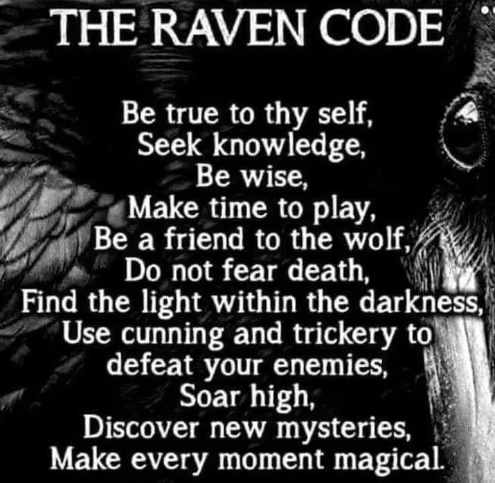 a poem written in black and white with an image of a raven's face