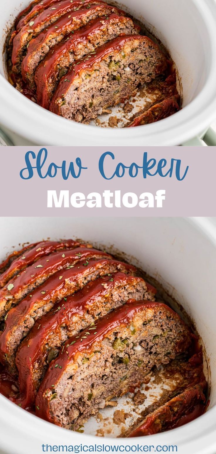 this slow cooker meatloaf recipe is so easy to make and it's delicious