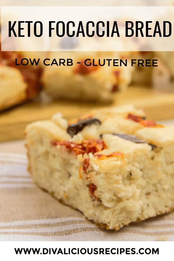 low carb gluten free keto focaccia bread with text overlay