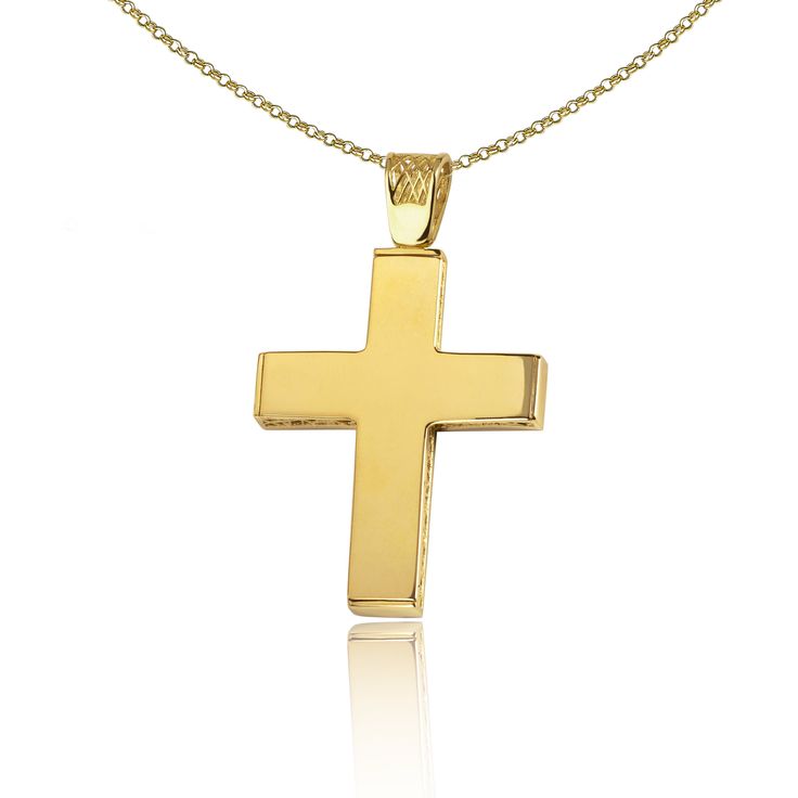 "The beauty of Greek jewelry, completely handcrafted in Greece with the old-fashioned way, is omnipresent. An outstanding 14k solid gold cross decorated with Cz remains a classic and elegant choice for everyone. Bold and traditional, you will not take your eyes off. Neither will your friends! High Quality Handmade Greek jewelry! The cross can be worn on both sides ✔ Chain Dimensions: 45 Cm ✔ Dimensions: Millimetres: 33 x 20mm ✔ High quality product. ✔ In a gift box ✔ Brand new - Made to Order ✔ 14k Gold Cross Necklace For First Communion, Yellow Gold Cross Necklace For First Communion, Yellow Gold Cross Charms For Baptism, Yellow Gold Cross Pendant For First Communion, Yellow Gold Cross Pendant Necklace For First Communion, Yellow Gold Cross For Baptism, Yellow Gold Cross Pendant For Baptism, Yellow Gold Crucifix Necklace For Baptism, Yellow Gold Cross Necklaces For Baptism