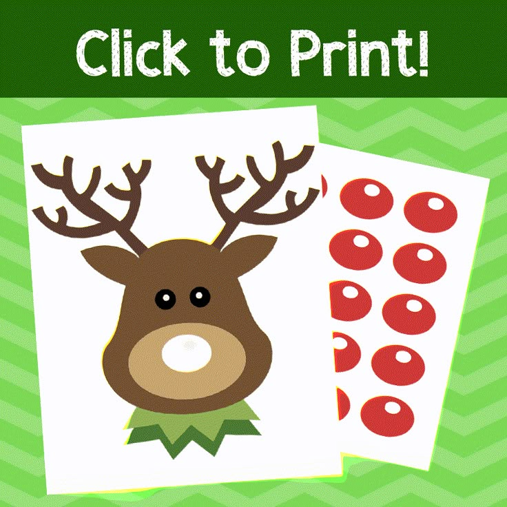 a reindeer with antlers on it's head and the words, click to print