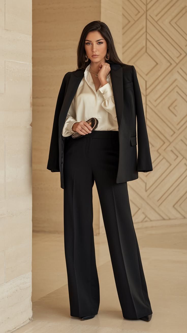 30+ Business Casual Outfits for the Modern Woman | Style Ideas Work Outfits Women Winter, Work Outfits Women Professional, Executive Presence, Corporate Baddie, Work Outfits Women Office, Work Outfits Women Summer, Professional Work Outfit, Black Silk Blouse, Modern Womens Fashion