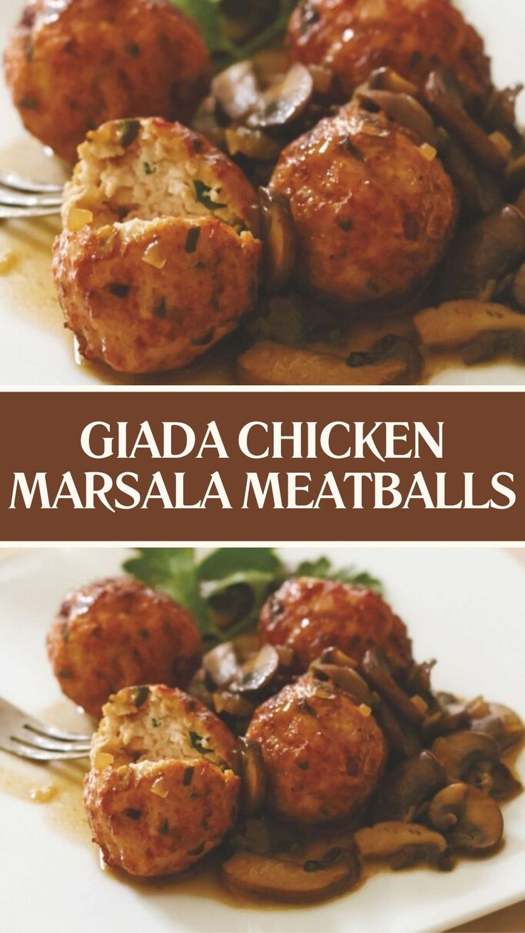 Giada Chicken Marsala Meatballs Chicken Marsala Meatloaf, Chicken Marsala Meatballs Giada, Marsala Chicken Meatballs, Meatballs In White Wine Sauce, Giada Meatballs Recipe, Red Wine Meatballs, Recipes Using Chicken Meatballs, Chicken Meatballs Appetizer, Giada Chicken Marsala