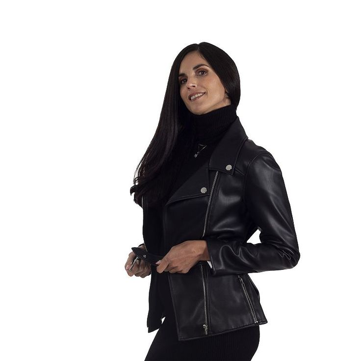 Add an edgy touch to any outfit with this women's faux-leather biker jacket by Nine West. Faux-leather construction Asymmetrical zipper front Long sleeves Adjustable belt 2 pockets No HoodFIT & SIZING Designed to hit just below the waist LightweightFABRIC & CARE Polyurethane Lining: polyester Metal snaps, zippers and buckle Dry clean Imported Size: X Large. Color: Black. Gender: female. Age Group: adult. Biker Faux Leather Outerwear With Asymmetrical Zip, Edgy Faux Leather Winter Jacket, Edgy Faux Leather Jacket For Winter, Sleek Faux Leather Jacket For Winter, Sleek Faux Leather Winter Jacket, Winter Fitted Faux Leather Biker Jacket, Fitted Faux Leather Moto Jacket, Fitted Faux Leather Biker Jacket In Edgy Style, Fitted Faux Leather Moto Outerwear