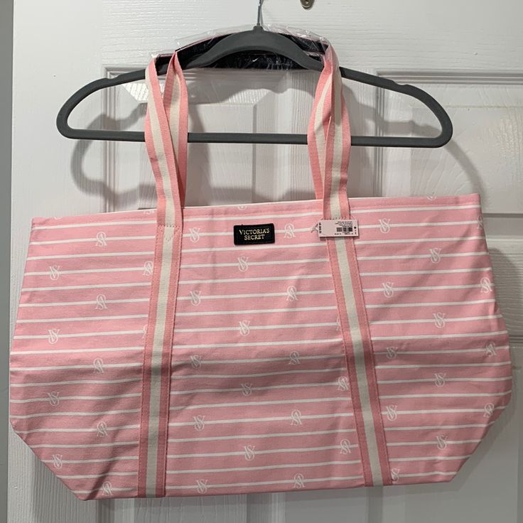 Brand New Victoria’s Secret Tote. Pink And White Canvas Chic Victoria's Secret Beach Bag, Victoria's Secret Pink Bags For Vacation, Victoria's Secret Pink Vacation Bag, Casual White Victoria's Secret Bag, Victoria's Secret White Bag For Beach, Victoria's Secret White Beach Bag, Victoria's Secret Casual Bags For Spring, Victoria's Secret Casual Beach Bag, Victoria's Secret White Bag For Spring