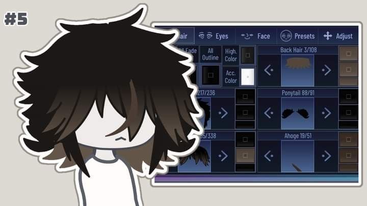 an anime character with black hair and brown eyes is next to a computer screen that has buttons on it