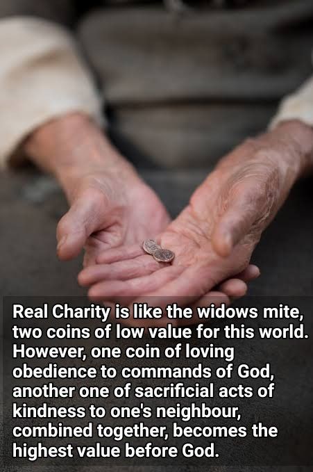 two hands holding each other with the caption real charity is like the widows mittens