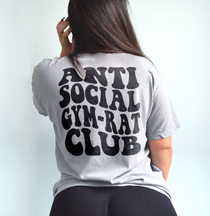 Anti social gym rat club shirt. UNISEX SHIRT 100% USA cotton Pre-shrunk so no need to worry about shrinkage Comfort Colors Brand Heavyweight material for a more comfortable fit Relaxed fit. Order a size up for a more baggy feel. Unisex T Shirt Design, Gym Rat Shirt, Hip Hop Style Gym Tops With Letter Print, Hip Hop Graphic Print Gym Tops, Sporty Graphic Print Shirt For Gym, Sports Graphic Print Gray Shirt, Gray Relaxed Fit T-shirt For Gym, Gray Relaxed Fit Top For Gym, Gym Merchandise Ideas