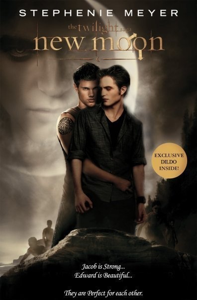 the twilight new moon movie poster with two young men hugging each other in front of a full moon