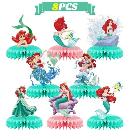 the little mermaids are sitting on top of each other in their respective positions and colors