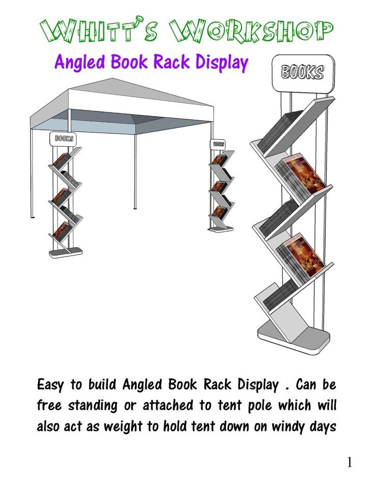 an advertisement for a book rack display with instructions on how to use it and what to do