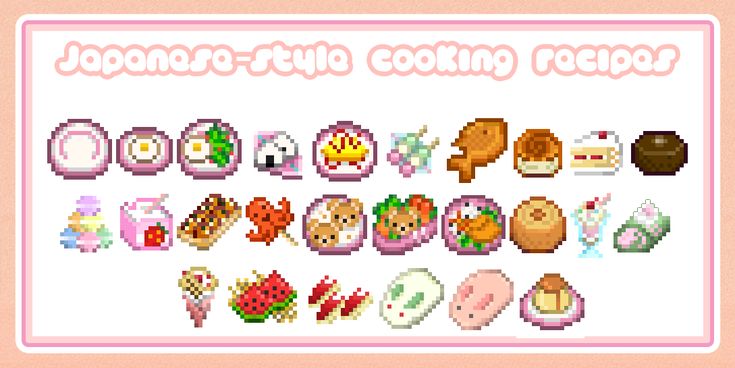 an image of some type of food in the style of pixel art, with text that reads