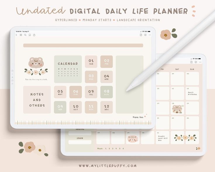 Free Digital Planner Templates Cute Digital Planner, Undated Daily Planner, Goodnotes Planner, Perfect Planner, Planner Pdf, Digital Notebooks, Daily Planner Template, Planner Paper, Digital Journal