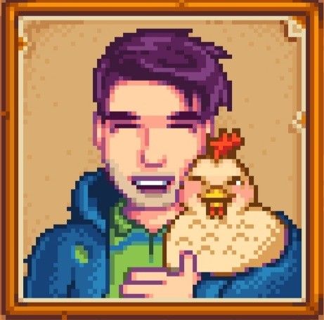 a man holding a chicken in his right hand