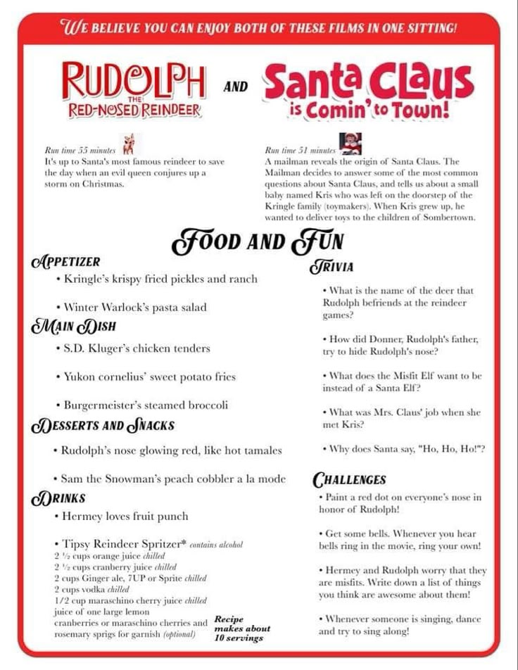 the flyer for santa claus's food and fun