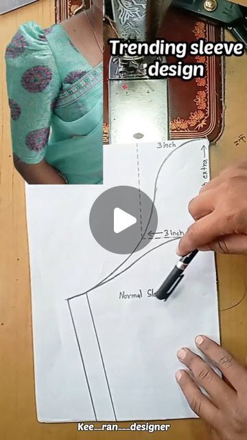 How To Make Puff Sleeve Pattern, Puff Sleeve Pattern Making, Small Puff Blouse Sleeves Design Indian, Different Puff Sleeves Pattern, Blouse Diy Sewing, Sleeve Stitching Ideas, Pattern Sleeves Design, Paf Sleeves Design, Dress Hand Designs Pattern