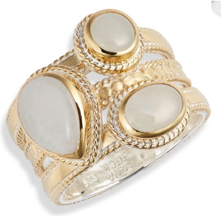 Triple Moonstone Nordstrom Exclusive Size 8 One Of Moonstones Appears Cracked But It’s The Nature Of Stone White Multi-stone Moonstone Ring, Luxury Multi-stone Moonstone Jewelry, Luxury White Moonstone Sterling Silver Ring, White Multi-stone Moonstone Ring Fine Jewelry, White Moonstone Ring With Gemstone Accents, White Stackable Fine Jewelry Moonstone Ring, White Stackable Moonstone Fine Jewelry Ring, White Stackable Moonstone Ring In Fine Jewelry Style, White Stackable Moonstone Ring