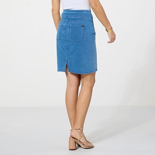 HUE Game Changing Denim Pencil Skirt  Effortless and flattering, HUE presents a pencil skirt that changes the game. Made of the softest, stretchy denim, comfort waistband and functional back pockets makes this garment a reliable go-to. Medium Wash Stretch Mini Skirt, Spring Stretch Denim Pencil Skirt, Denim Blue Pencil Skirt, Stretch Blue Denim Pencil Skirt, Blue Stretch Denim Pencil Skirt, Casual Denim Stretch Pencil Skirt, Casual Stretch Pencil Skirt Short Length, Medium Wash Denim Pencil Skirt, Denim Blue Pencil Skirt With Pockets