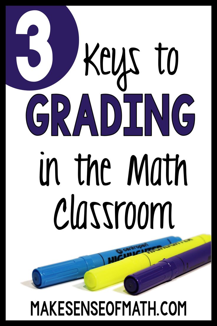 three colorful pens with the words 3 keys to grading in the math classroom