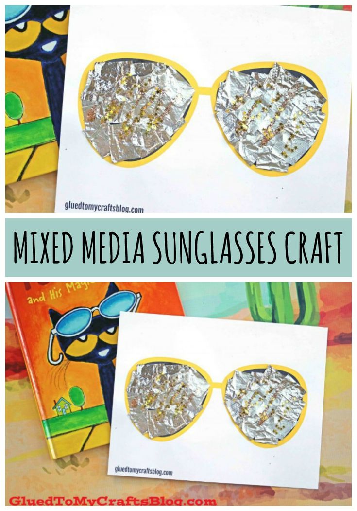 an art project for kids to make sun glasses with tin foil and glue on them