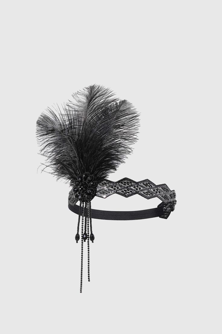 Step back in time to the Jazz Age with this feather headband, a modern nostalgia for the glamorous 1920s. Features: Gorgeous feathers Blinking rhinestones and beads Adjustable elastic band Exquisite floral beaded pattern 1920s Hair Accessories, Peacock Hair Clip, Modern Nostalgia, Gatsby Headpiece, Flapper Headpiece, 1920s Headpiece, Gatsby Headband, Peacock Hair, Beaded Feather