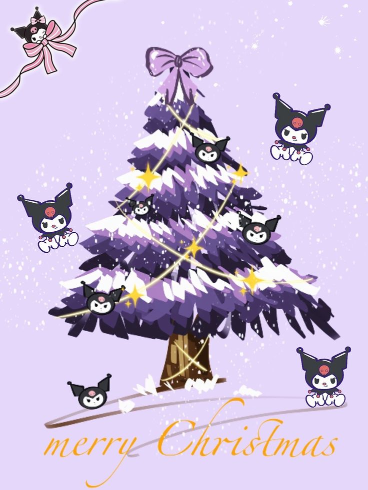 a christmas tree with many cats around it