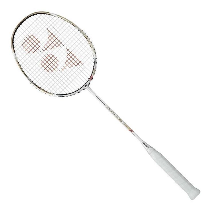 a white badminton racket with the word love spelled on it's back side