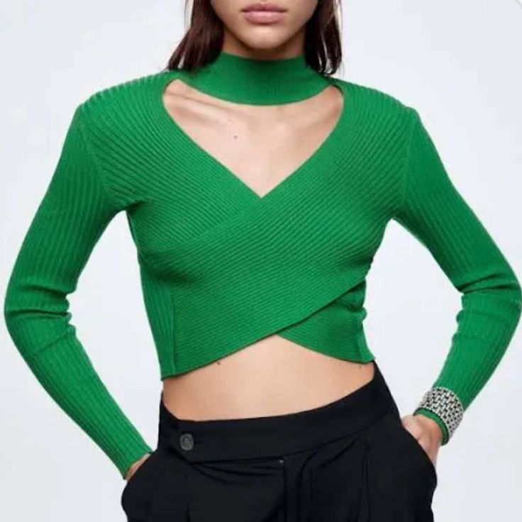 Zara Sweater Nwt Size Large Women Sweaters Winter, Zara Sweater, Knitted Top, Knit Crop Top, Winter Sweaters, Zara Women, High Collar, Brunei, Ghana