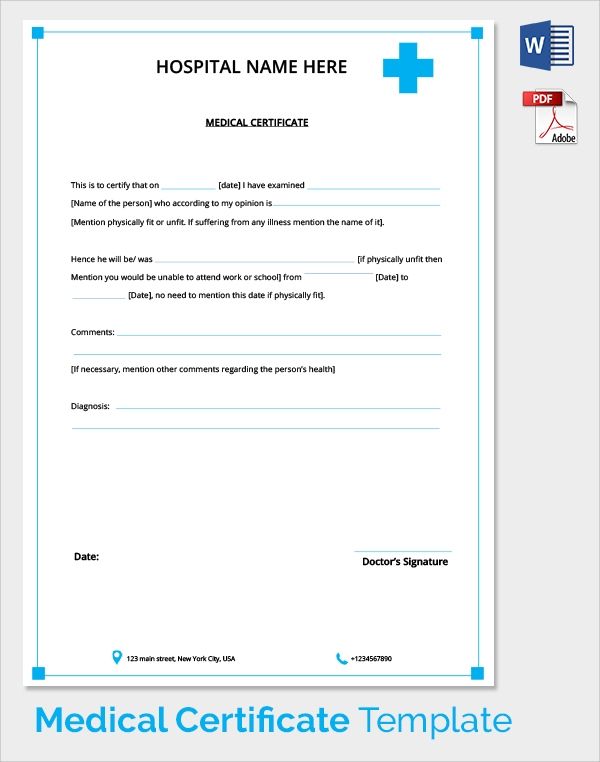 medical certificate template for doctors to be used in the office or on - line with other medical