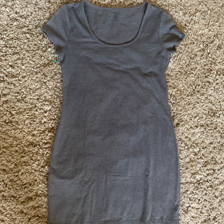 So Soft And Can Be Dressed Up Or Down. Nwot - Never Worn! This Dress Is Fitted. Let Me Know If You Have Questions! Crew Neck Fitted Cotton Mini Dress, Fitted Crew Neck Cotton Mini Dress, Fitted Cotton Mini Dress With Crew Neck, Gray Fitted Crew Neck Dress, Gray Fitted Dress With Crew Neck, Stretch Cotton Crew Neck Mini Dress, Gray Short Sleeve Casual Mini Dress, Casual Gray Short Sleeve Mini Dress, Fitted Gray Cotton Mini Dress