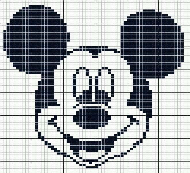 a cross stitch pattern with the face of mickey mouse