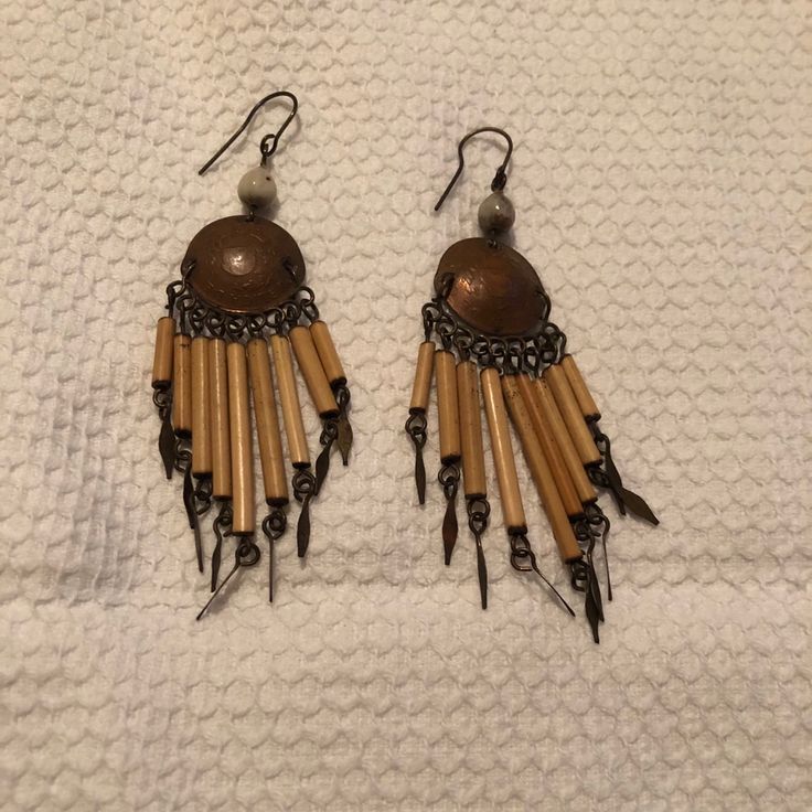 Brand New Ethnic Earrings That Are Unique And Made In South America. Rustic Dangle Earrings For Festivals, Traditional Brown Earrings For Festival, Brown Metal Earrings For Festival, Earthy Brown Earrings For Festivals, Brown Festival Earrings, Adjustable Rustic Metal Earrings, Earthy Metal Dangle Earrings, Bohemian Brown Hoop Earrings For Festival, Traditional Nickel-free Earrings For Beach