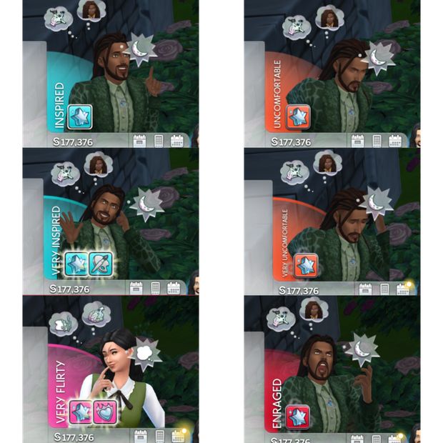 four different pictures of the same person on their cell phone, each with an avatar